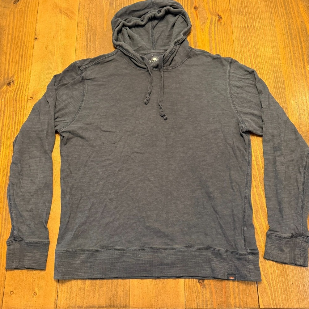 Faherty Hoodie Mens Sz Large Navy Blue Sunwashed Slub Pullover Organic Cotton